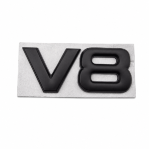 METAL V8 BADGE - MATTE BLACK  (UNIVERSAL)