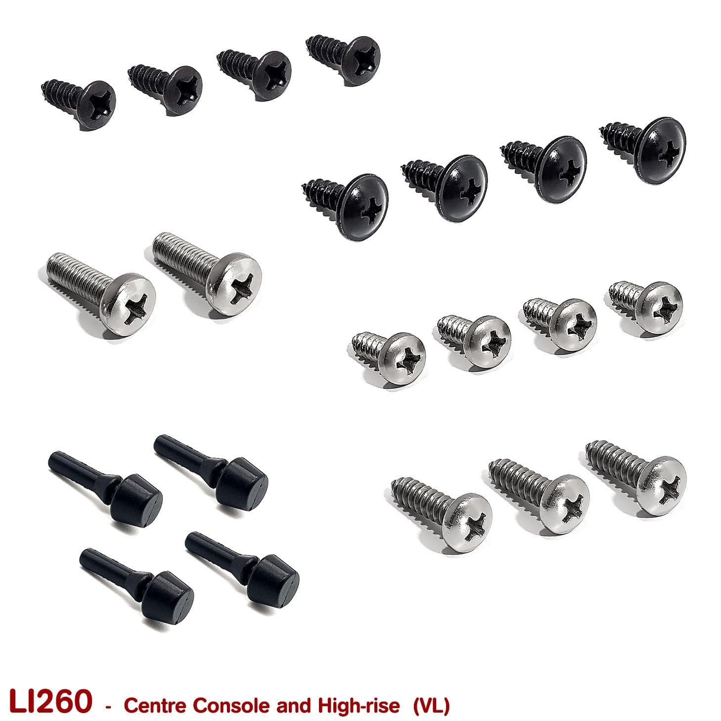 CENTRE CONSOLE, HIGH RISE and LID RUBBERS + SCREWS for VL