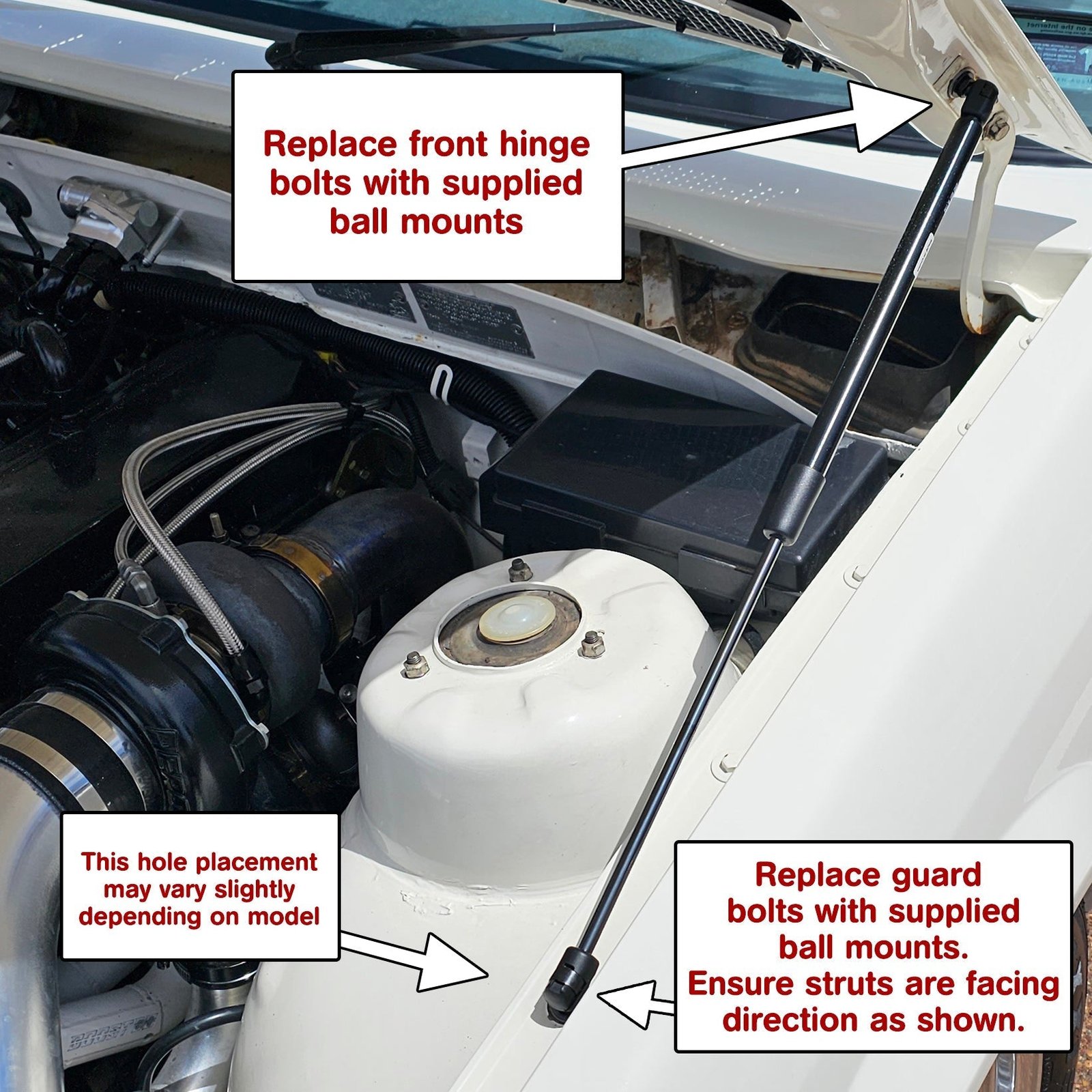 STAINLESS BONNET GAS STRUTS KIT for VB VC VH VK VL - Image 2